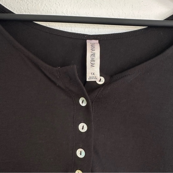 Zenana Premium Block Shirt 3/4 Length Sleeves Quarter Button Front Size 1X - Picture 3 of 4